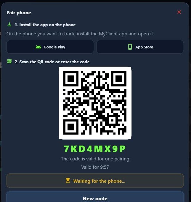 Pairing a phone with a QR code