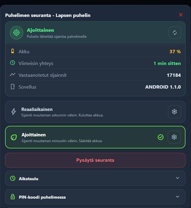 Puhelimen seurantapaneeli MyNavissa